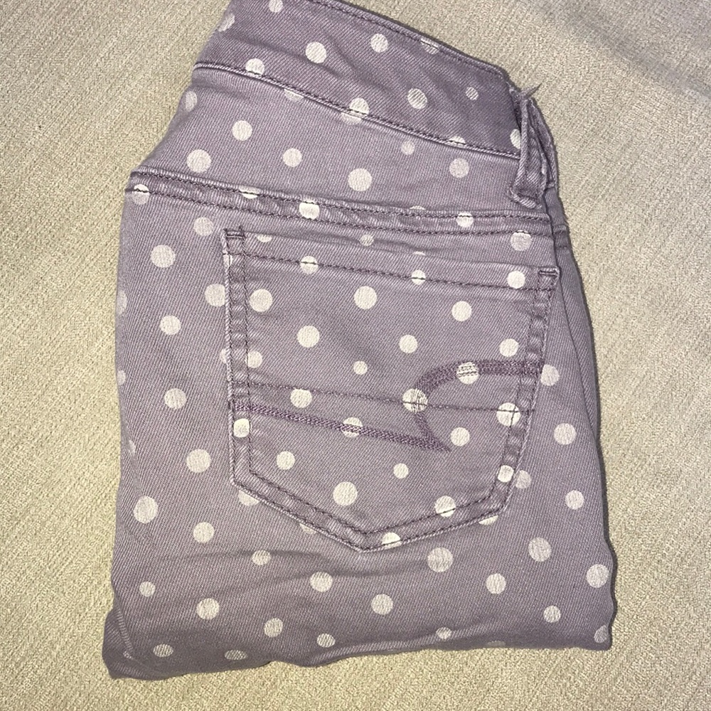 American Eagle purple polka dot jeans - sz 0